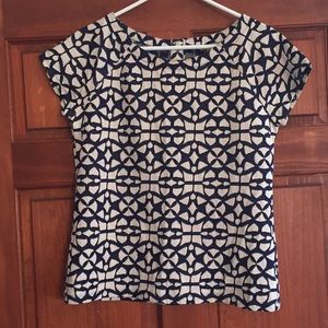 Banana Republic navy and white top